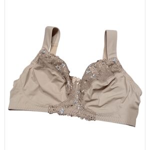 Curve Muse Plus Size Unline Minimizer Underwire Bra with Embroidery NWOT